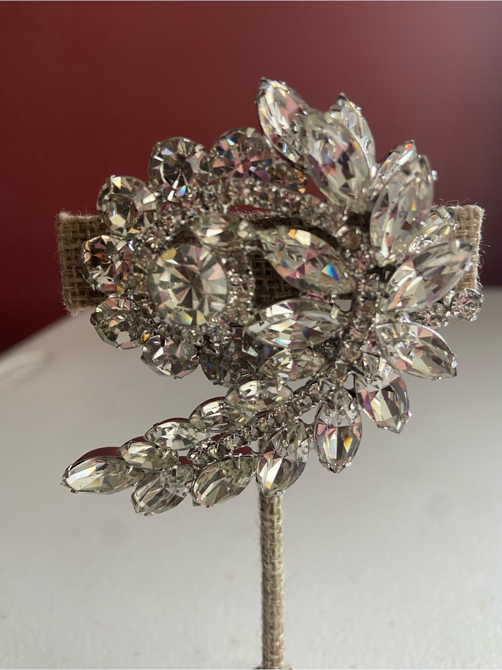 Crystal Floral Statement Brooch - Clear - Picture 2 of 6